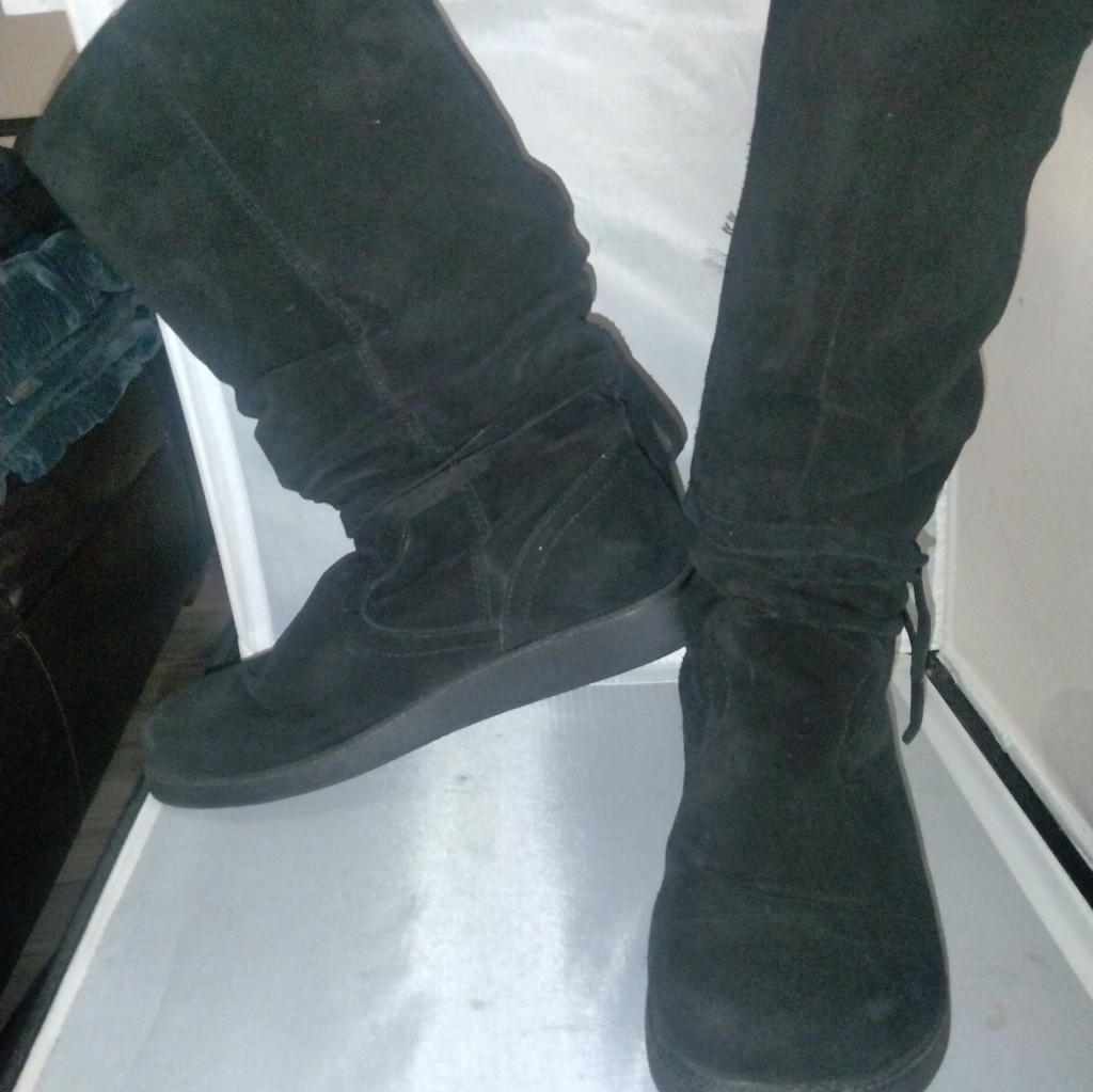Women's Black Leather Boots By Roxy Size 10 Vail